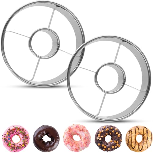 Stainless Steel Donuts Cutter Set, Silver, 2 Pack - color: Silver