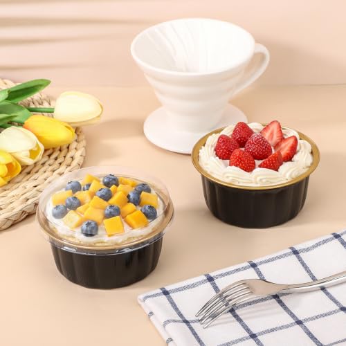 Beasea 11.4oz Disposable Baking Cups with Lids, 50 Pack, Black Gold - color: Black/Gold, size: 11.4oz 50pcs