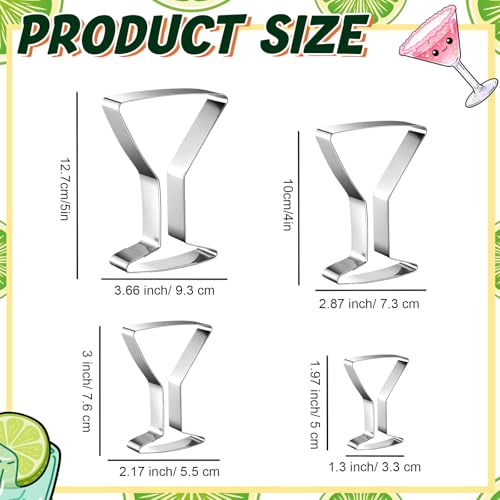 Havawish 4 Pcs Martini Cookie Cutter Set 2 to 5 in Stainless Steel - style: Martini