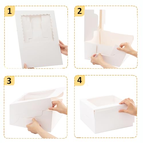 20Pack Cake Boxes with Window(20 boxes), White Bread Boxes for Cookies, Cakes, and Baked Goods, Gift Giving Cake 8x8x5inch - size: 8x8x5 inches