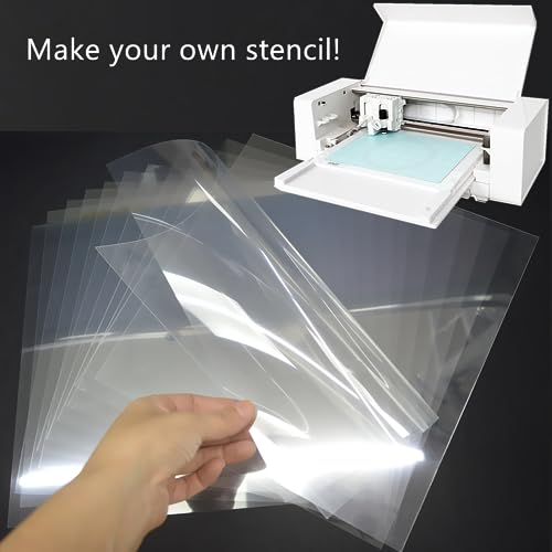 12-Pack 5 mil 12-Inch-by-12-Inch Blank Stencil Sheet for Cricut Vinyl, Silhouette, Transparent PET Acetate Mylar Craft Template Material - size: 5 mil 12×12"