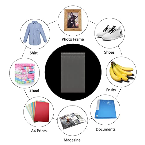 12x18 Self Seal Cello Cellophane Bags 200pcs Clear Poly Bags - Self Adhesive Plastic Apparel Bags for Clothing T Shirts Pants Sweater Gifts - size: 12x18"