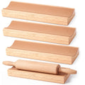 Sawysine 4 Pcs Wood Rolling Pin Holder Rolling Pin Stand Pizza Roller Holder Kitchen Display Rack For Dough Pastry Fondant Kitchen Storage