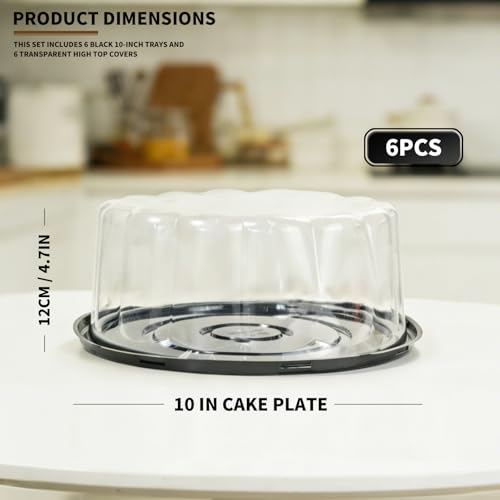 6 Pack Disposable Cake Containers with Lids,10" Plastic Cake Stand with Lid - size: 10 Inches-6 Pack