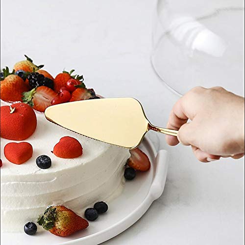 Pie Cake Server Set Stainless Steel Cake Cutter Pie Cake Slice Dessert Server Cutter Pizza Shovel Tart Dessert Slicer Server 6 Pack - color: Gold