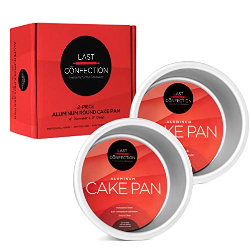 Last Confection 4 x 2 Inch Round Cake Pans, Set of 2 Anodized Aluminum Cake Pans Baking Tins - size: 2 Pack - 4" x 2" Deep