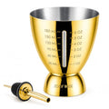 Homestia Cocktail Measuring Jigger with Pour Spout, Measuring Cup, Set of 2 - color: 6oz & 1oz Gold