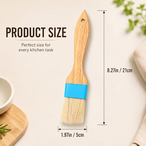 2Pcs Pastry Brush, Natural Bristle Basting Baking Brush