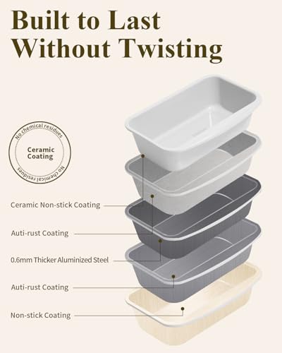 Nonstick Ceramic Bread Loaf Pan with Handle, Cream - color: Cream