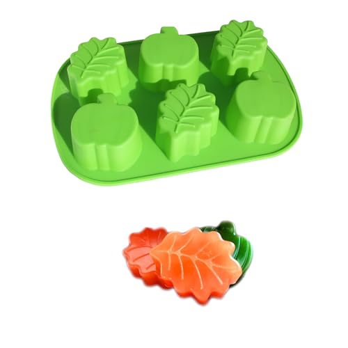 X-Haibei Autumn Fall Decorative Silicone Mold for Soap, Crayons, Candles, and Chocolate - 3oz per Cavity, Food-Grade, Easy Release, and Clean （ Pumpkin, Leaves ）