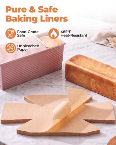 Bake Choice Loaf Pan Liners for 2.2 LB Pullman Loaf Pan with Lid, 50 Sets - size: 2.2 LB