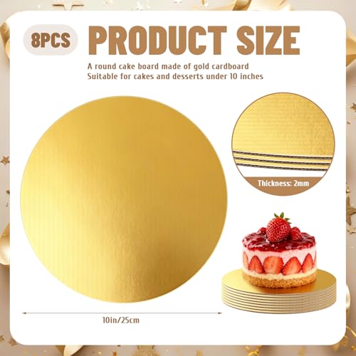 8 Pack 10 Inch Round Cake Boards,Gold Cardboard Cake Rounds - color: Gold, size: 10Inch, style: Classic Round