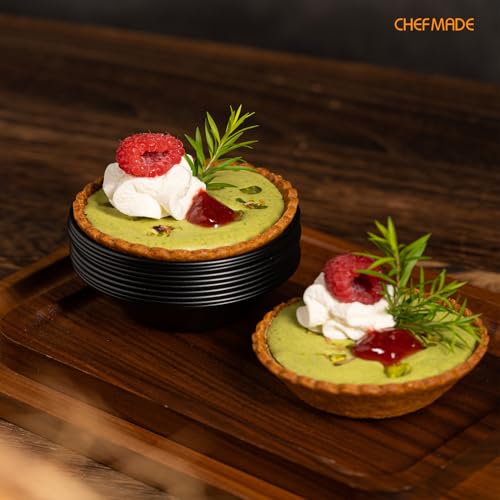 CHEFMADE Mini Egg Tart Pan Set, Non-Stick 3 Inch 12Pcs Round Tart Molds for Baking, Mini Baking Pans for Egg Tarts, Cupcakes, Quiche, Oven & Air Fryer Safe (Black) - size: 3" Round Tart 12Pcs