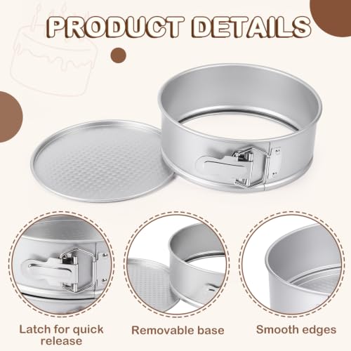 4 Pcs 7 Inch Nonstick Springform Cheesecake Pan with Removable Bottom - color: Sliver, size: 7 Inch