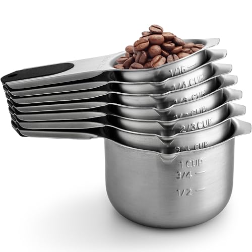 Spring Chef Magnetic Stainless Steel Measuring Cups Set of 7 Patented Black - color: Black
