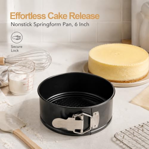 Springform Pan 6 Inch, Round Cake Pan with Removable Bottom