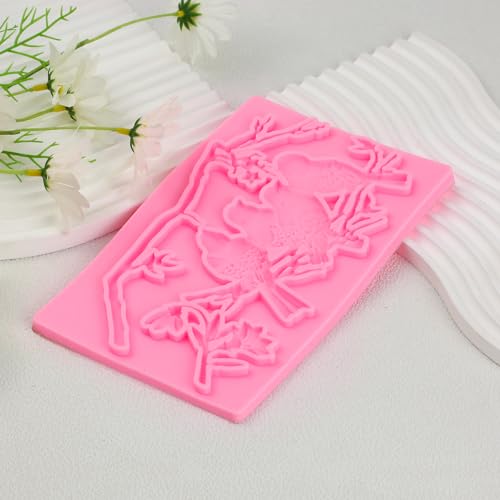 Magpie Fondant Mold, Plum Blossom Branch Chocolate Silicone Mold - color: Magpie Fondant Mold