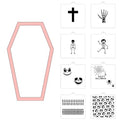 Cookie Cutter and Stencil Bundle Royal Icing Cookies Stencils Paint Your Own Biscuit Bakery Starter Kits Royal Icing Fondant Cutters Birthday Wedding Holiday Cookies Painting Coloring Pages Comb - style: Coffin Skull Set