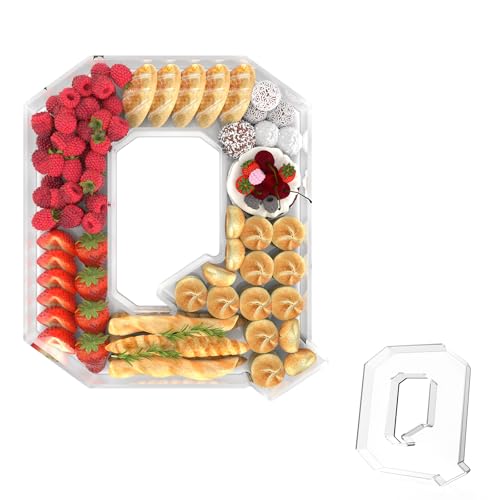 13.8" Acrylic Letter Charcuterie Tray,Fillable Alphabet Box (Letter Q) - color: Letter Q, size: 13.8" x 11.3" x 1.5"