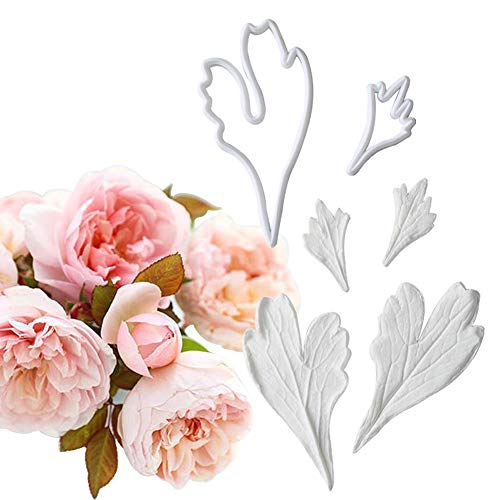 Flower Fondant Mold Set, Petal and Leaf Silicone Mold(Peony Flower)