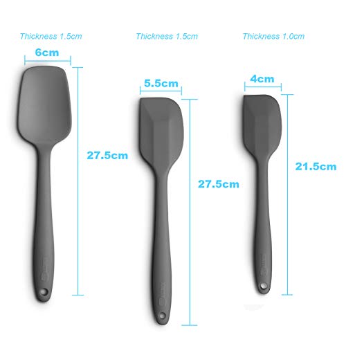 3-Piece Silicone Spatula Set, 600°F Heat Resistant, Grey - color: E-Gray