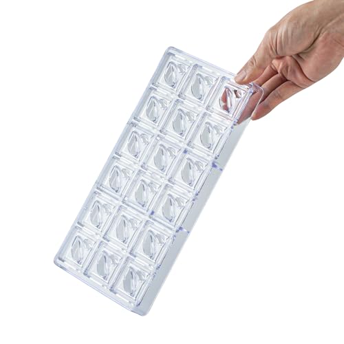 Restaurantware-Pastry Tek 10.8 x 5.3 Inch Chocolate Shaping Mold, 1 Freezable Candy Mold - 18 Cavities, Cocoa Bean-Shaped, Clear Polycarbonate, For Chocolate, Dishwashable, Easy To Release - size: 1 Count | 10.8 x 5.3 Inch, style: Cocoa Bean
