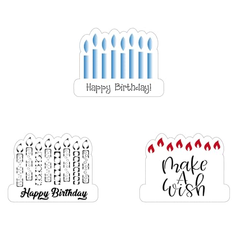 Cookie Cutter and Stencil Bundle Royal Icing Cookies Stencils Paint Your Own Biscuit Bakery Starter Kits Royal Icing Fondant Cutters Birthday Wedding Holiday Cookies Painting Coloring Pages Comb - style: Happy Birthday Candle