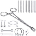 Vsnnsns 9 Style 316L Surgical Steel Body Piercing Tools Kit Piercing Clamps Forceps Use for Nose Septum Lip Tongue Eyebrow Belly Rings Ear Dermal Piercing Jewelry Kit Tools - color: Style 3, Piercing Clamp Forceps