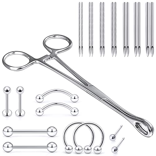 Vsnnsns 9 Style 316L Surgical Steel Body Piercing Tools Kit Piercing Clamps Forceps Use for Nose Septum Lip Tongue Eyebrow Belly Rings Ear Dermal Piercing Jewelry Kit Tools - color: Style 3, Piercing Clamp Forceps