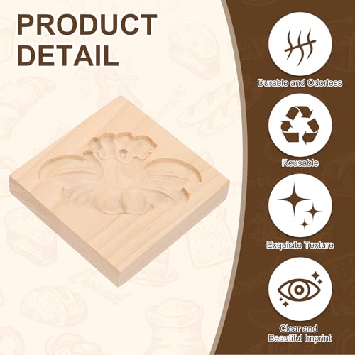 uxcell Cookie Stamp Wooden Cookie Cutter Baking Tools Daffodil