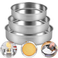 Inqibee 8-9.5-11 Inch Round Cake Pan Set, Stainless Steel Textured Bottom - size: 8-9.5-11 Inch