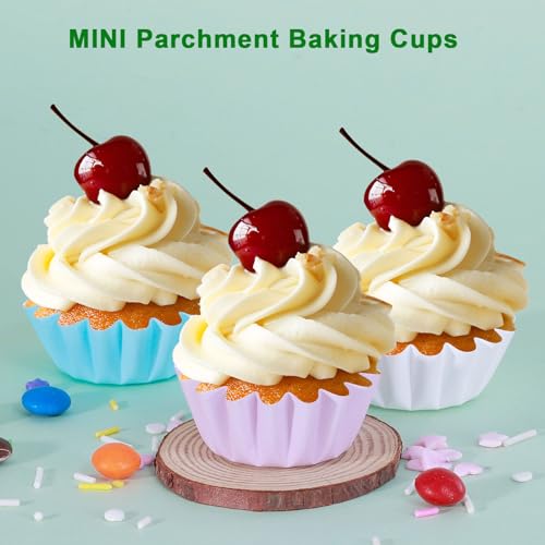 Caperci Heavy Duty Mini Cupcake Liners Rainbow Bright Small Baking Cups - color: Multicolor