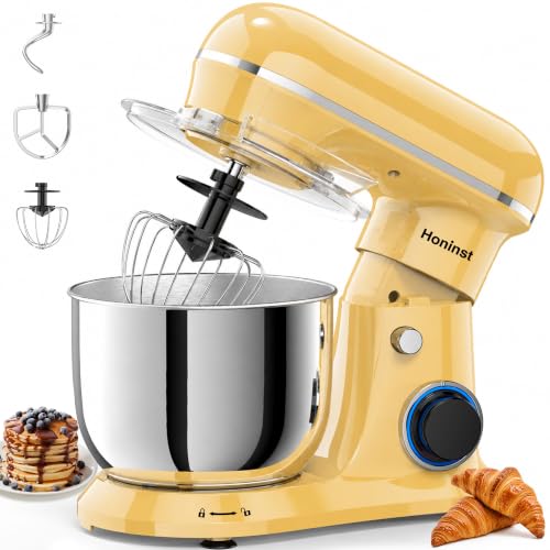 Honinst 4QT Electric Stand Mixer, 10-Speed Tilt-Head Compact Kitchen Mixer - color: Light Gold