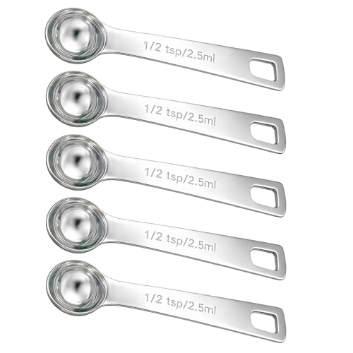 5PCS 1/2tsp(1/6tbsp, 2.5 ml) Measuring Spoon Teaspoons Stainless Steel Measure Spoons for Precise Cooking, Baking and Spices Measurement - size: 1/2tsp(1/6tbsp, 2.5 ml)