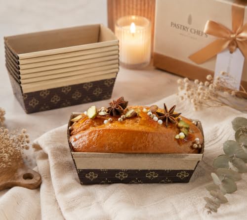 Pastry Chef's Boutique Disposable Rectangular Paper Loaf Pan Molds, All Natural Made, Recyclable, Microwave and Oven Safe, Display Cake Mold - 4''x2''x2'' - 25pcs - size: Mini 4''x2''x2''
