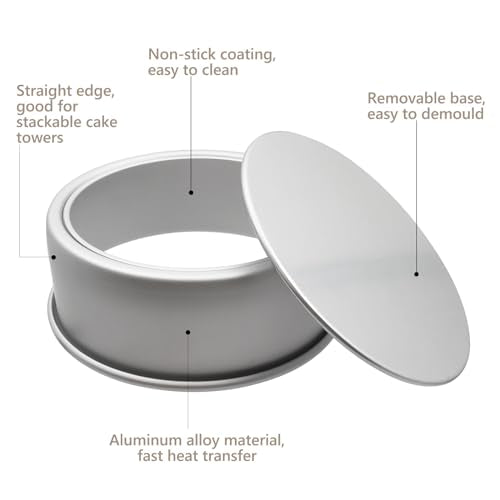 Aluminum Round Cake Pans, 3pcs Nonstick Baking Pan with Removable Bottom 6/8/10 Inches Cheese Cake Mold Straight Edge for Wedding Birthday Anniversary or Party Event - size: 6 & 8 & 10 Inch