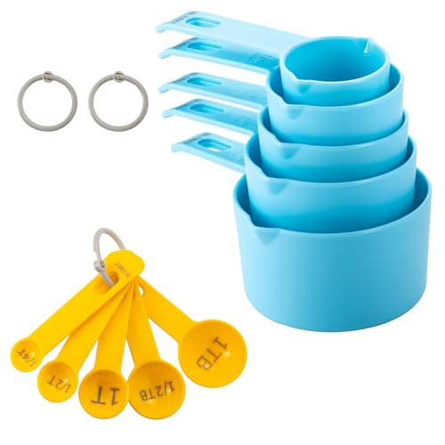 Easy to Read Measuring Cups & Spoons Set for Visually Impaired, Stackable Cups and Spoons, Nesting Measure Cups