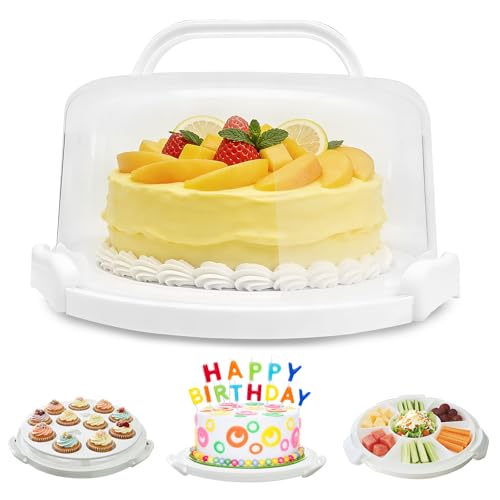 Plastic Cake Carrier with Lid and Handle, Multipurpose Cake Stand - color: Clear