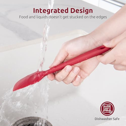 U-Taste Small Mini Silicone Spatula, 9in Rubber Jar Bowl Scraper, Red - color: Red