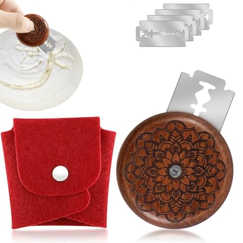 Wooden Bread Lame Dough Scoring Tool, Sourdough Bread Lame Cutter Set, Bread Dough Cutter Slashing Razor Tool, 5 Razor Blades, 1 Leather Bag for Homemade Artisan & Baguette Bakers (Wood2) - color: Wood2