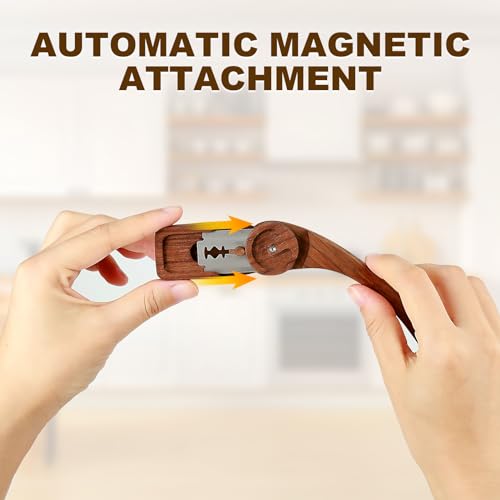 Innovative Magnetic Bread Lame Bread Scoring Tool,Bread Lame Cutter,Bread Scoring Knife for Bread Baking & Sourdough Baking,Bread Razor Tool with 5 Razor Blades-Black Walnut Wood