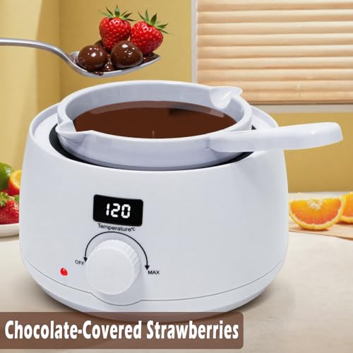 fisca Chocolate Melting Pot Candy Melter with Temperature Display and Adjustable Temperature,Dip,Drizzle & Decorate Strawberries, Cake Pop and Chocolates，Ideal Kitchen Gadget