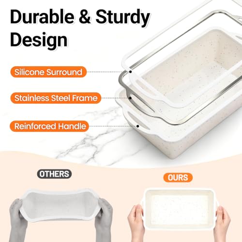 9 x 5 IN Silicone Loaf Pan, Metal Reinforced Bread Pan, 2 Pack Large Size - size: Large 9''×5'' (1-Cavity)