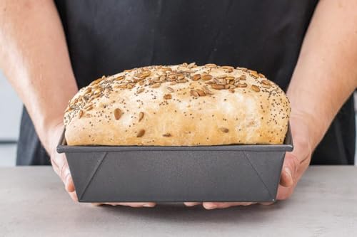 MasterClass KCMCHB20 2 lb Loaf Tin with PFOA Non Stick, Robust 1 mm Carbon Steel, 21 x 11 cm Bread Pan, Grey - size: 2 lb (21 x 11 cm/8.5 x 4.5 inches)
