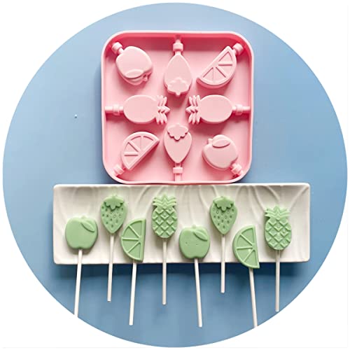 Fruits Lollipop Molds Set,Hard Candy Sucker Mold with 50pcs Sticks (Fruit) - color: Fruit
