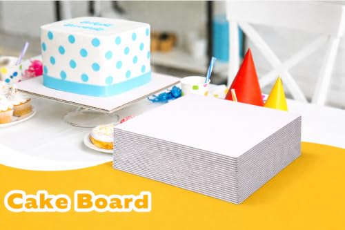 White 8 Inch Cake Boards 25-Packs Square Cake Boards Base Food-Grade Cardboard Square Card board Cake Plate(8 Inch) - size: 8 Inch