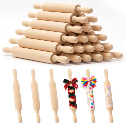 24 Pack 8 Inch Mini Wood Rolling Pin,Small Wooden Rollers