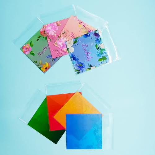Jagrove 100PCS Cellophane Bags 4X4 Inch Clear Self Sealing Goodie Candy Cookie Snack Treat Bags for Party Supplies Bakery - color: Flower A, size: 100 Count (Pack of 1)