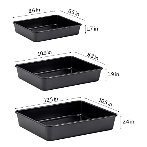 Nonstick Roasting Pan, Deep Baking Pan Set,3 Pack, Black - color: Black