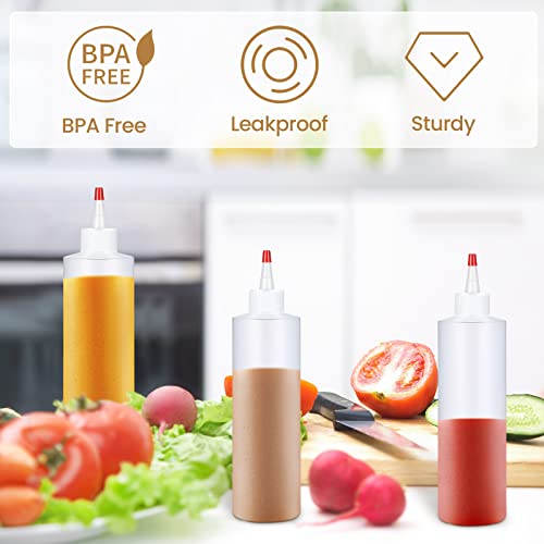 16 oz 30 Pack 16 oz Plastic Condiment Squeeze Bottles for Sauces, Red - color: Red